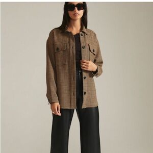Women's Brown Checkered Button-Up Shirt